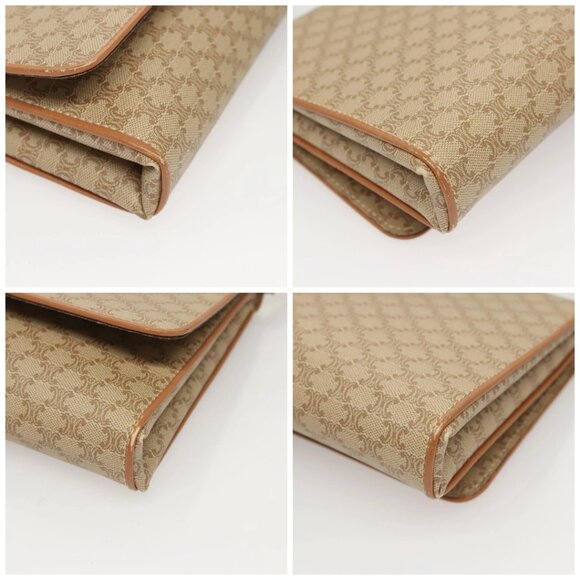 CELINE Macadam Canvas Shoulder Bag PVC Beige Gold Auth sw761 - Picture 14 of 16